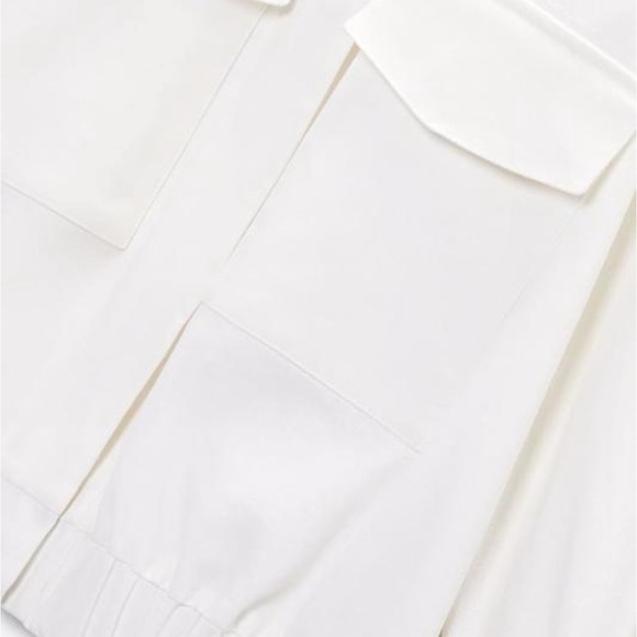Zara White linen oversized bomber jacket size SMALL - Picture 5 of 14